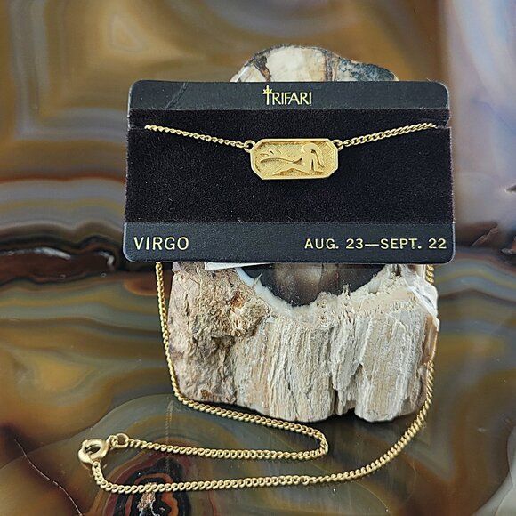 Trifari Jewelry - Trifari Gold Bar Virgo Zodiac Sign Charm Pendant Necklace